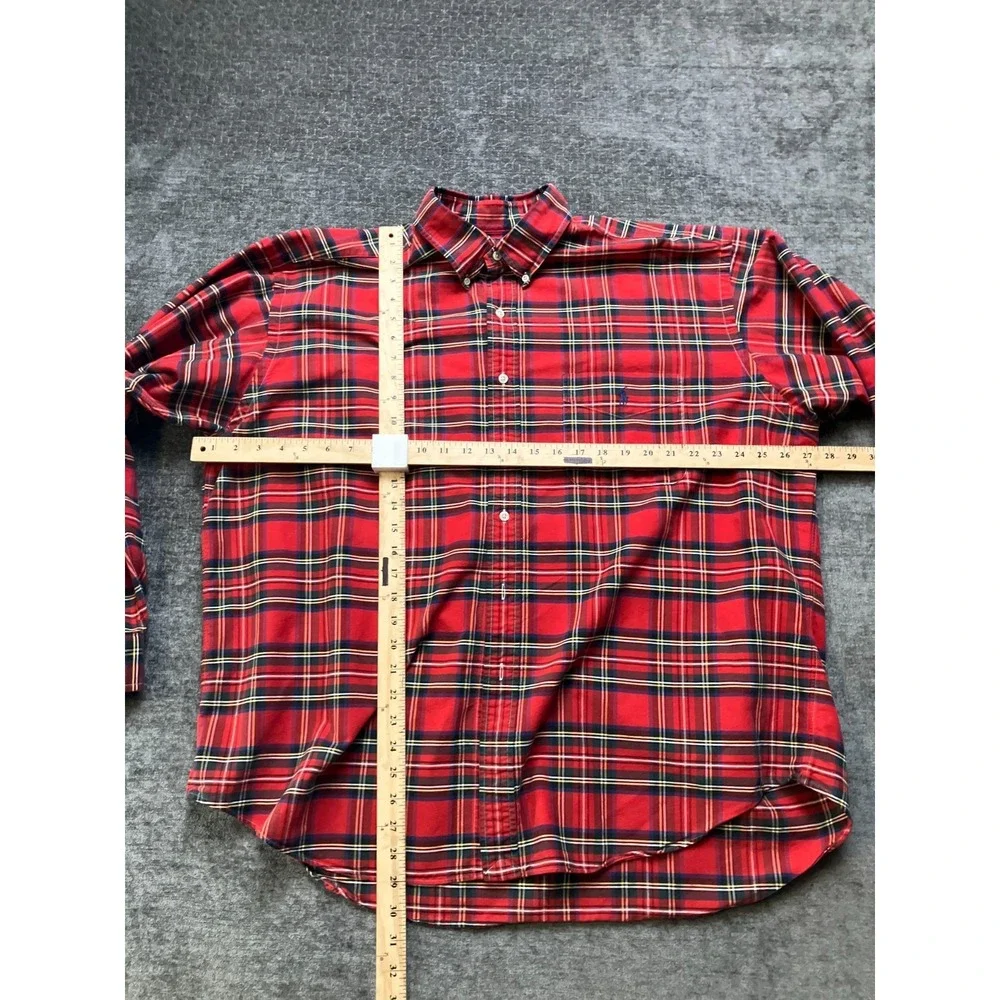 Ralph Lauren Big Shirt Mens‎ XL Red Plaid Cotton Collared Button Down Pony Logo